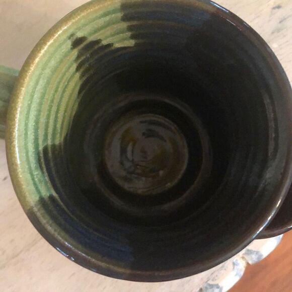 MudWorks pottery mug green black planter - Picture 3 of 7